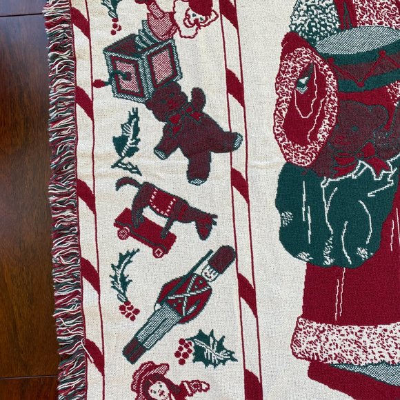 Vintage NWT Manual Woodworkers & Weavers Christmas Throw Blanket Tapestry Santa - Picture 5 of 10